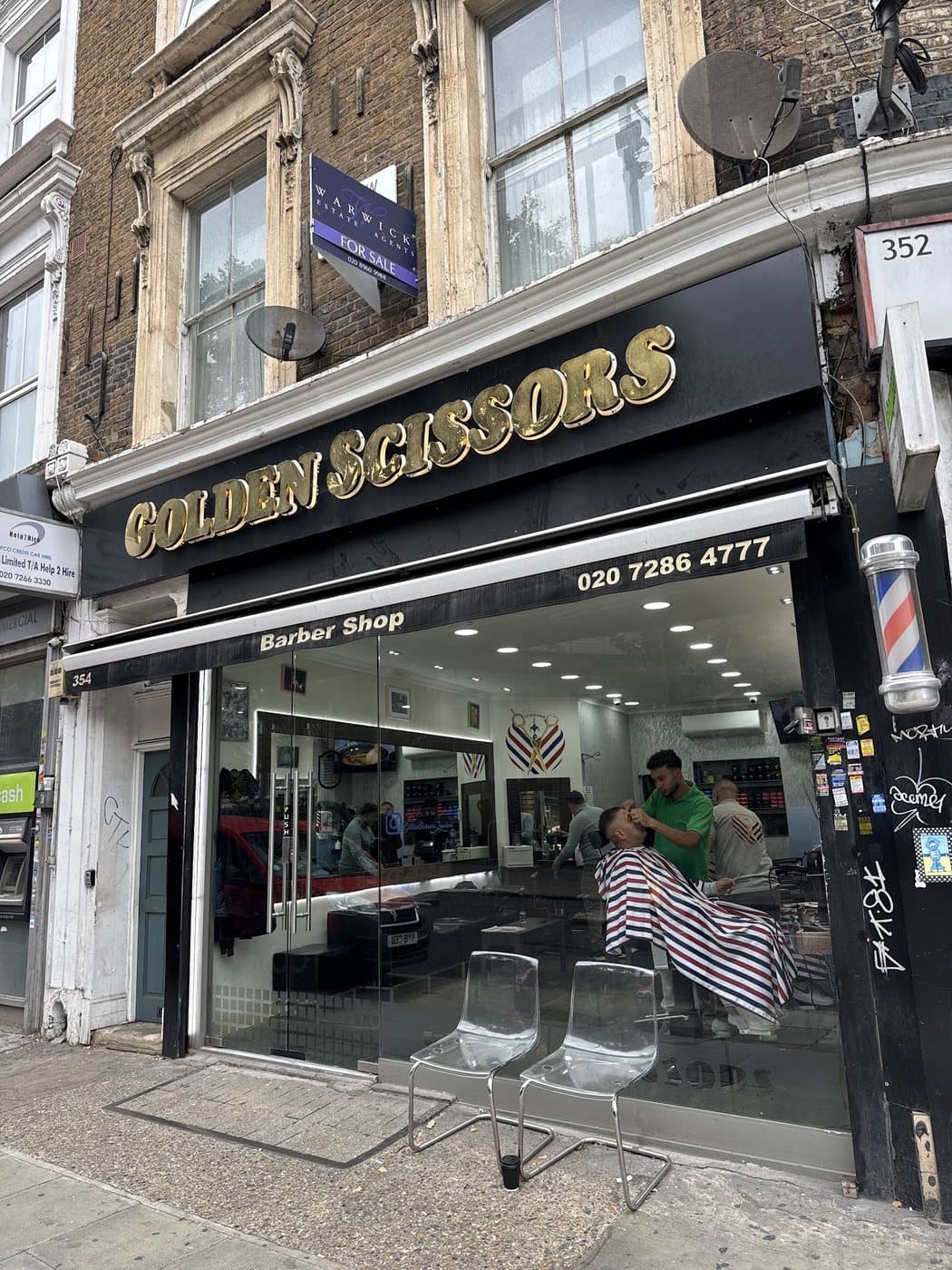 The Golden Scissors shop front on Harrow Road in Maida Vale
